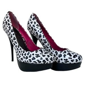 Platform High Heels women's 8 leopard‎ print pumps black white Whats Hot